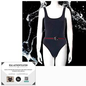 Vintage Gucci X Tom Ford 90's Y2K Retro Black One-Piece Collectible Swimsuit M